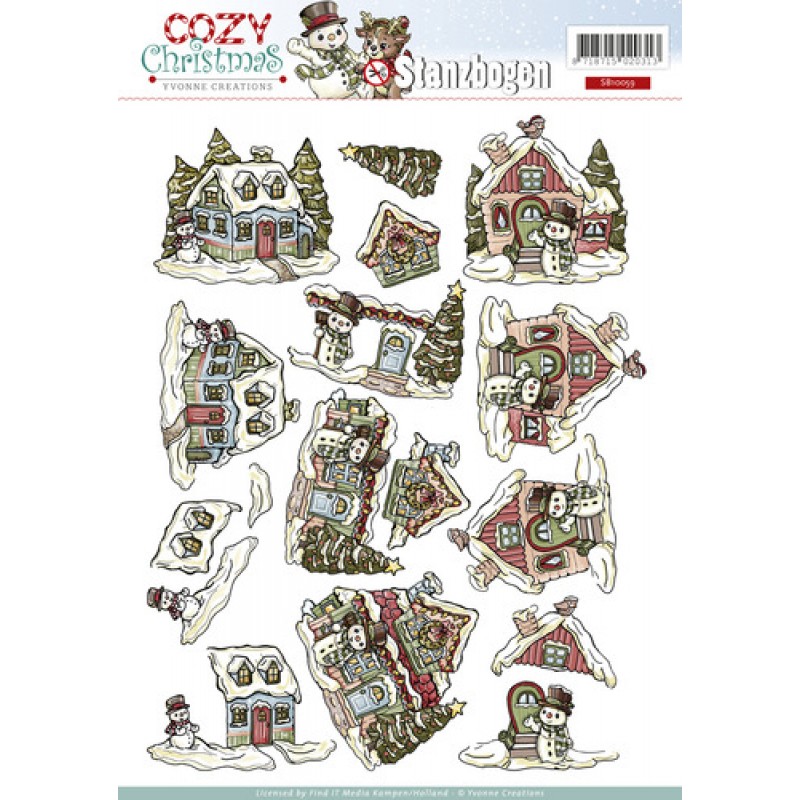 Nr. 3 Cozy Christmas 3D-Uitdrukvel Push-Out Yvonne Creations