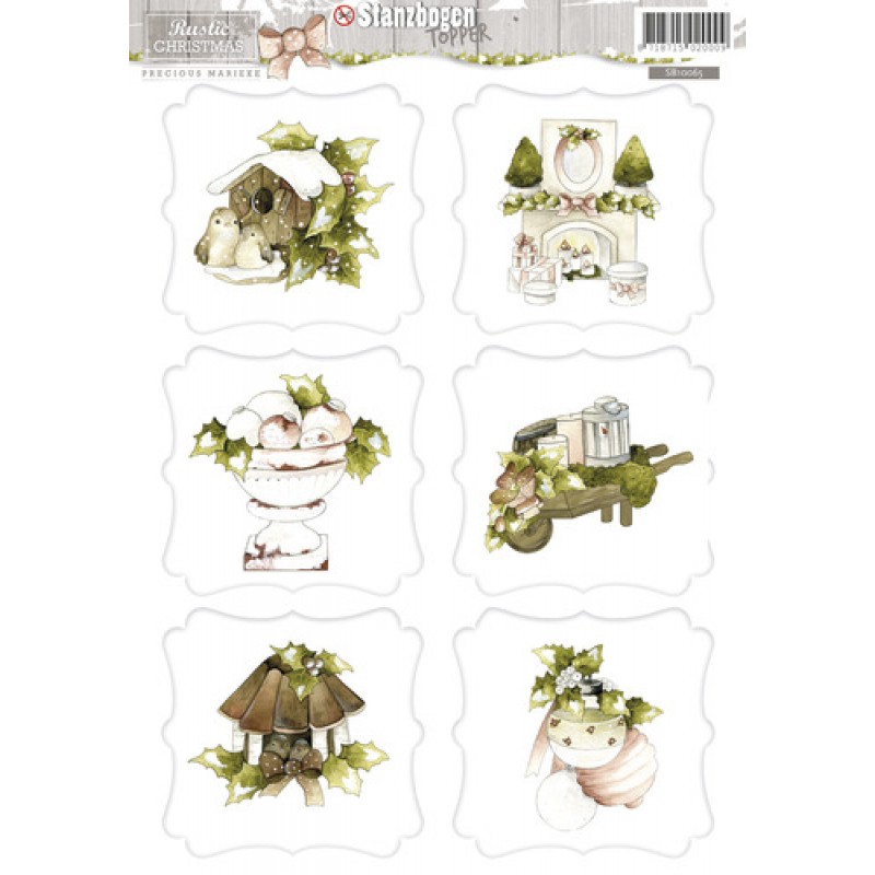 Nr. 5 Topper Rustic Christmas 3D-Uitdrukvel Push-Out Precious Marieke