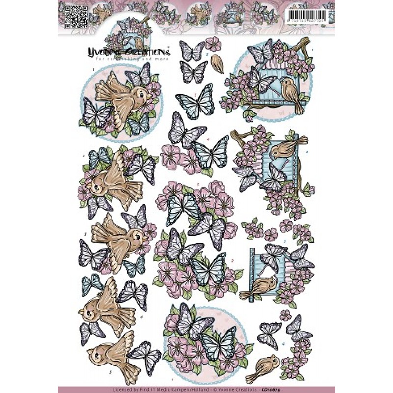 Butterflies and Birds 3D Cutting Sheet - Yvonne Creations