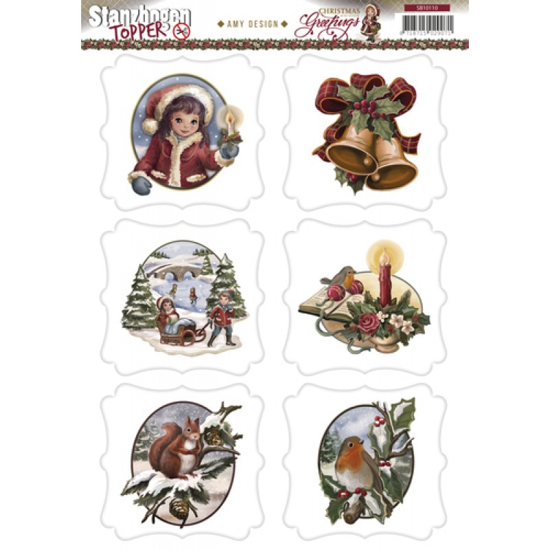 Topper Christmas Greetings 3D-Uitdrukvel Push-Out Amy Design