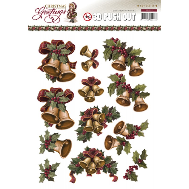 Kerstklokken - Christmas Greetings 3D-Push-Out Amy Design