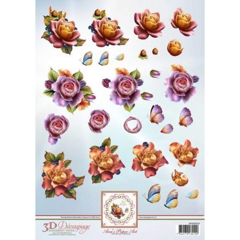 Autumn Roses 3D Decoupage Sheet Ann's Paper Art