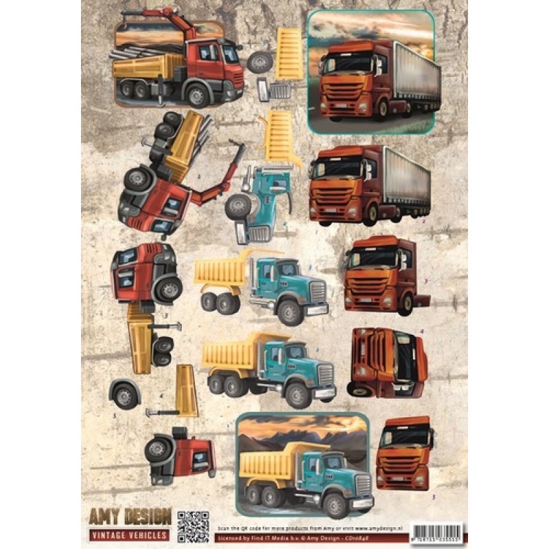 Trucks - Vintage Vehicles 3D-Knipvel Amy Design