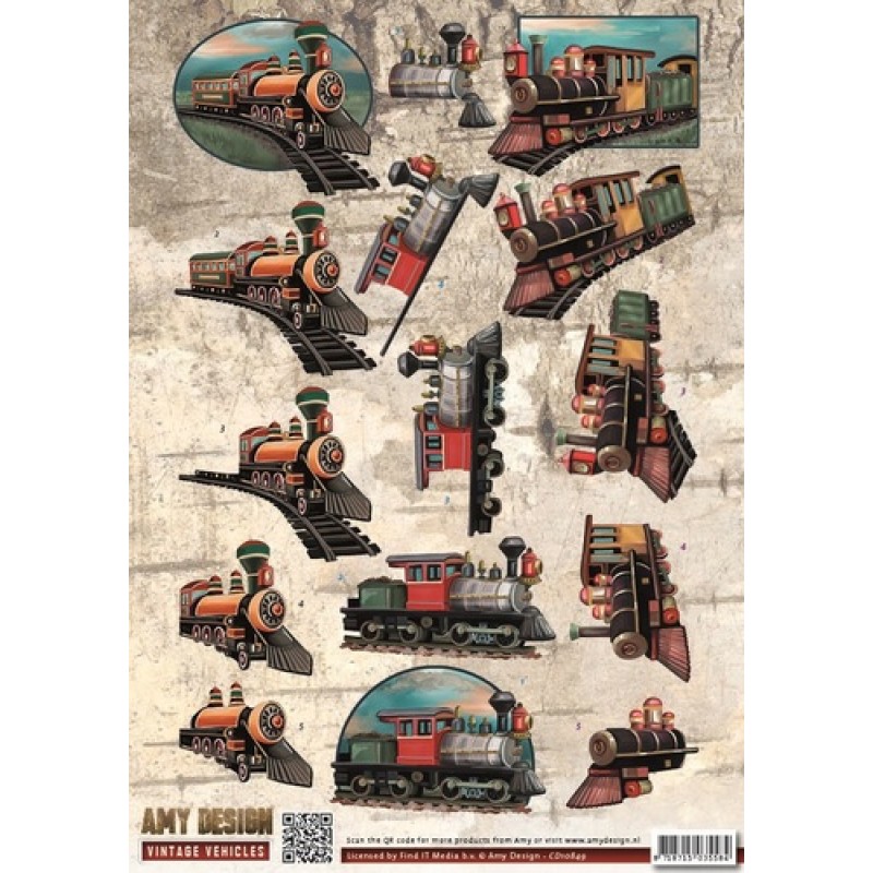 3D Knipvel - Amy Design - Vintage Vehicles - Trains