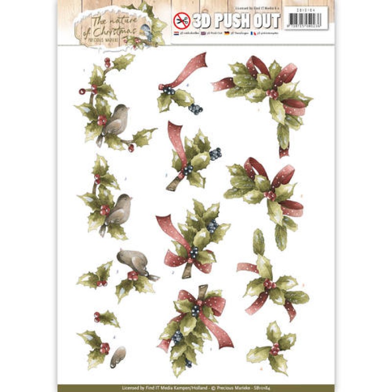 Christmas Holly The Nature of Christmas 3D-Uitdrukvel Push-Out Precious Marieke