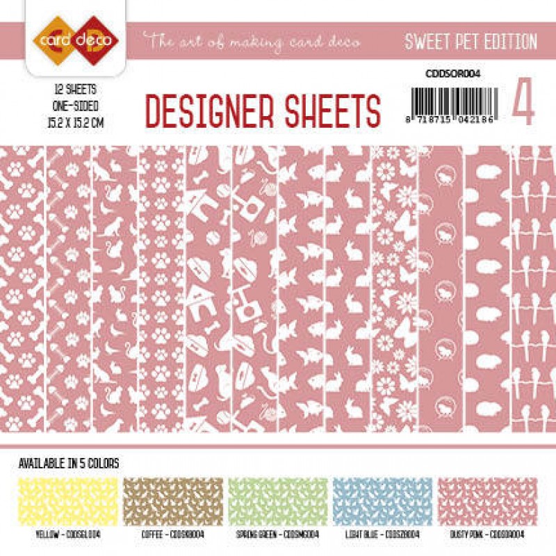 Dusty Pink Sweet Pet Designer Sheets 4 by Card Deco