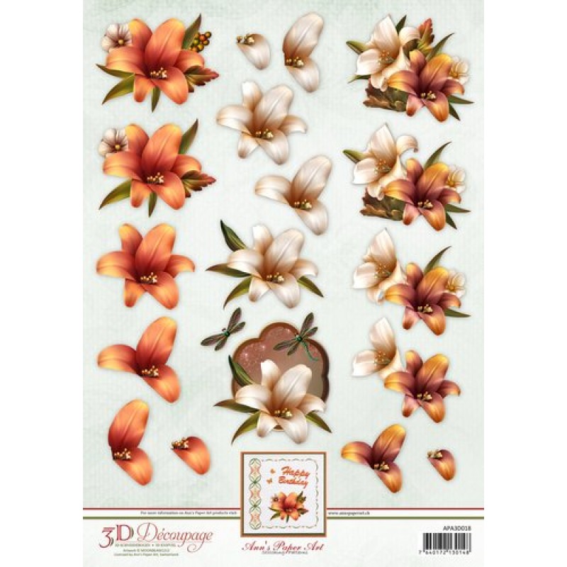 Autumn Lilies 3D Decoupage Sheet Ann's Paper Art