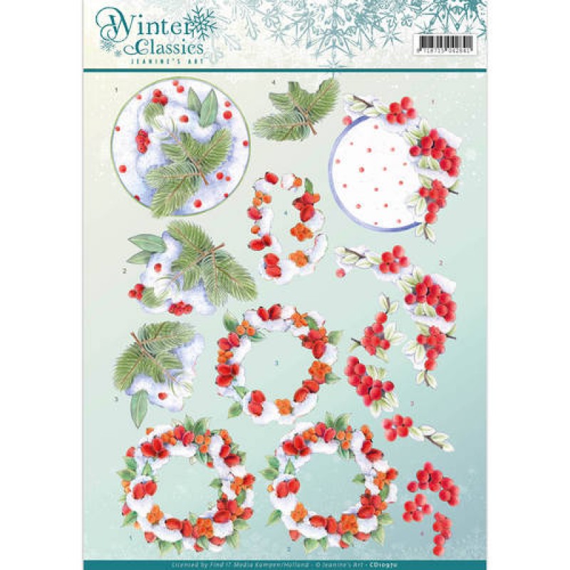 Winter Berries Winter Classics 3D-Knipvel Jeanine's Art