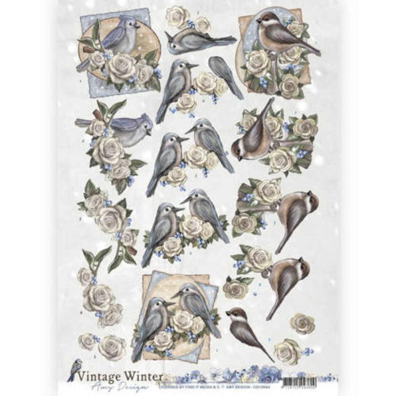 Winterbirds - Vintage Winter 3D-Knipvel Amy Design