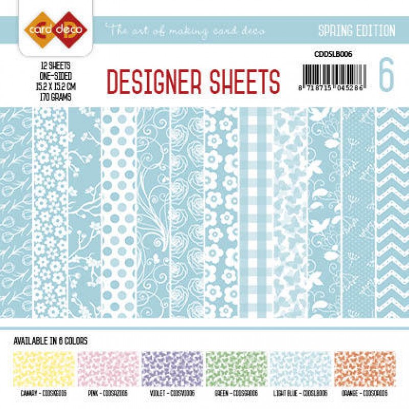 Light Blue Spring Edition Designer Sheets 6 by Card Deco 