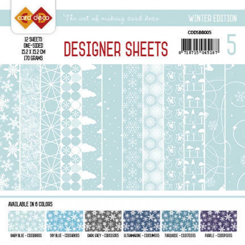 Babyblauw Winter Edition  Designer Sheets 5 by Card Deco 