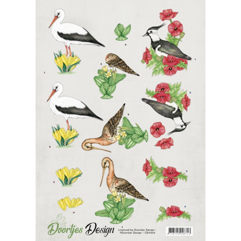 Meadow Birds 3D-Knipvel Doortjes Design