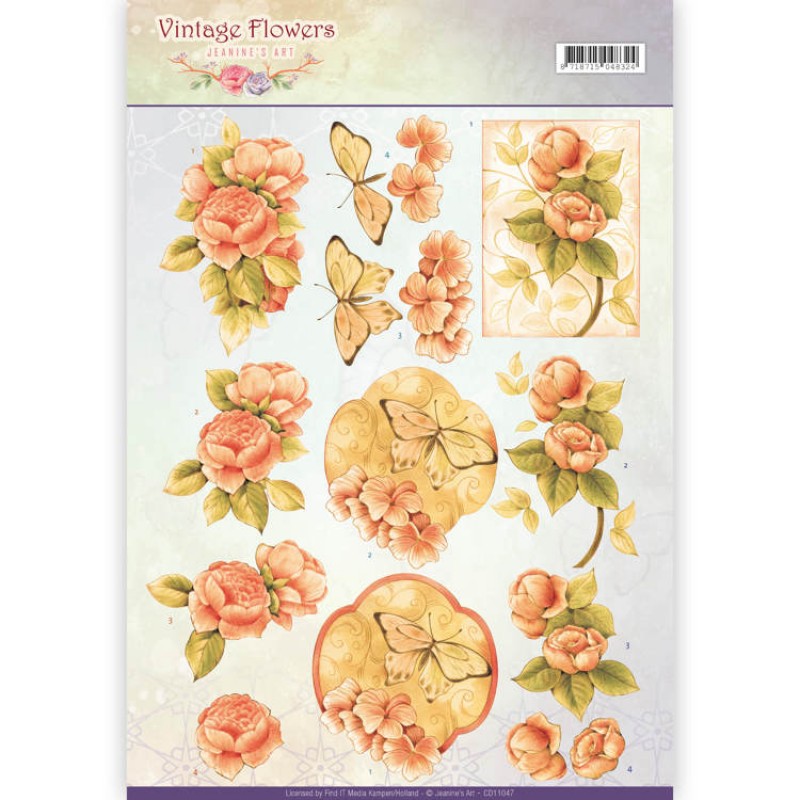 Sweetheart Vintage Vintage Flowers 3D-Knipvel Jeanine's Art