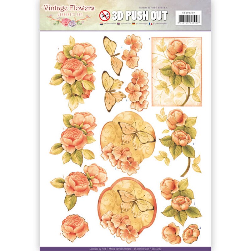 Nr. 2 Sweetheart Vintage - Vintage Flowers 3D-Push-Out Jeanine's Art