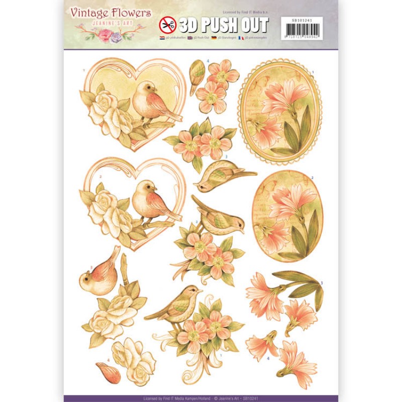 Pale Vintage - Vintage Flowers 3D-Push-Out Jeanine's Art