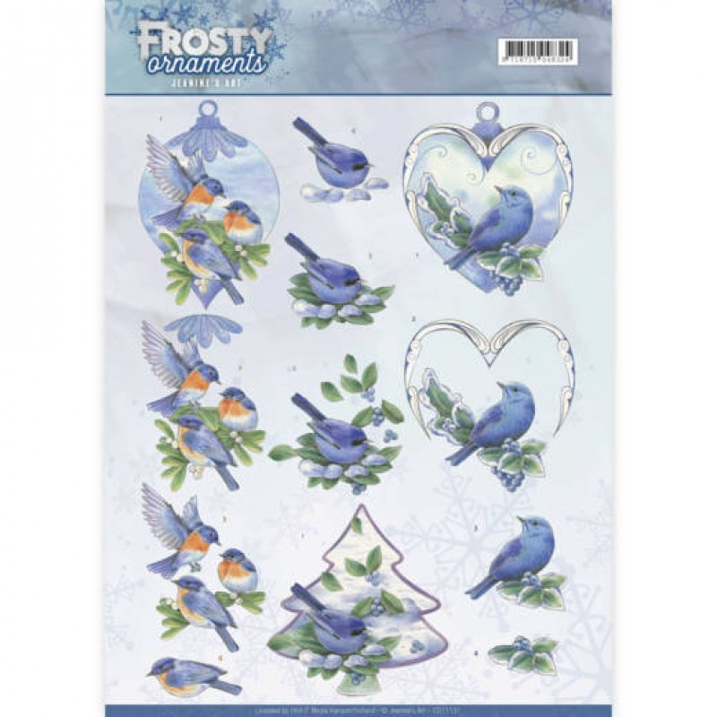 Blue Birds Frosty Ornaments 3D-Knipvel Jeanine's Art