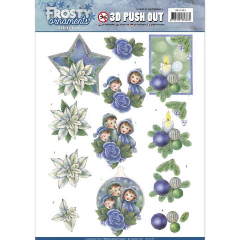 Blue Ornaments Frosty Ornaments 3D-Uitdrukvel Push-Out Jeanine's Art