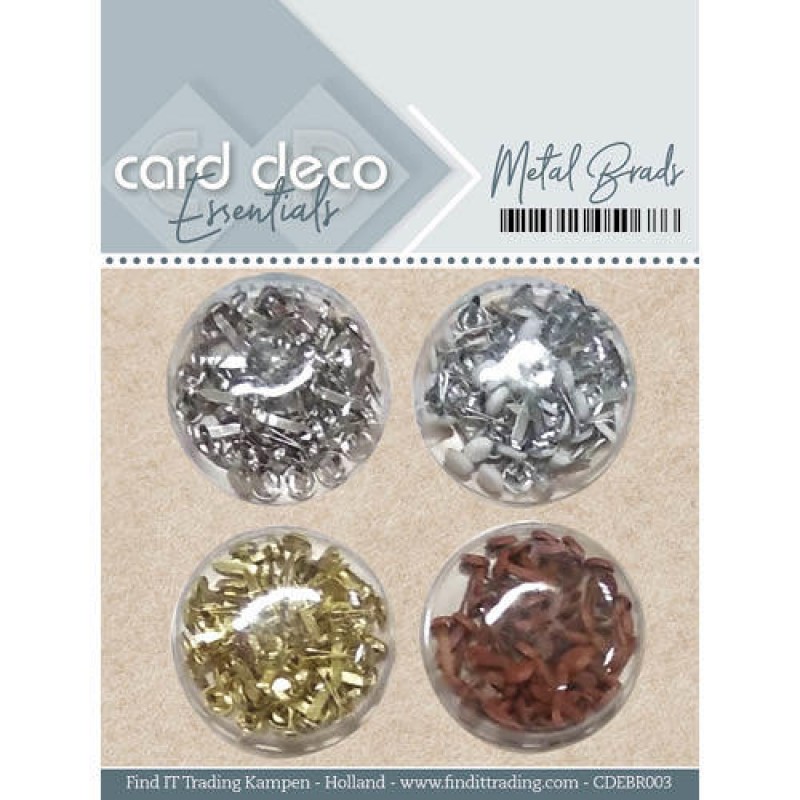 Card Deco Essentials Metal Brads Copper White Silver Gold