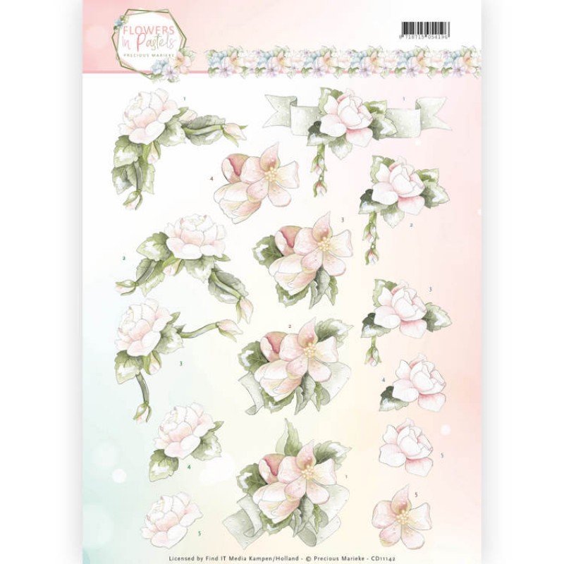 Believe In Pink Flowers In Pastels 3D-Knipvel Precious Marieke