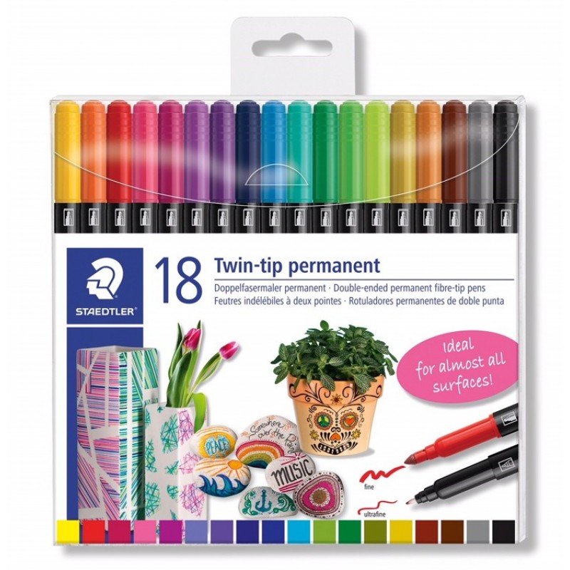 permanente stift dubbele punt - set 18 st