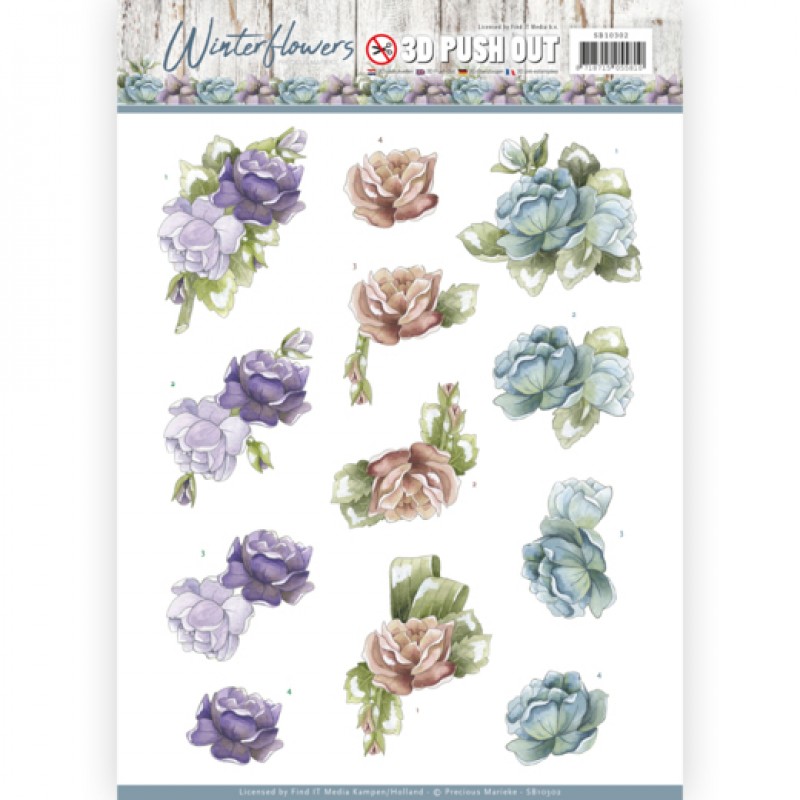 3D Pushout - Precious Marieke - Winter Flowers - Roses