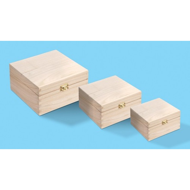 Houten dozen, set met 3, 16, 13 en 10 cm