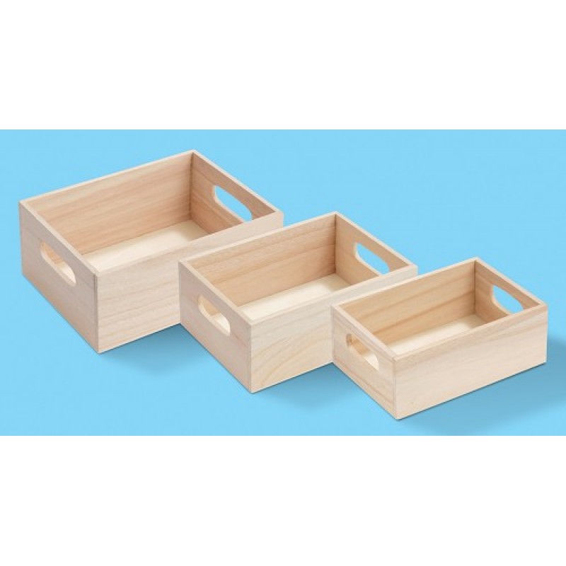 Houten doos, set met 3, 20, 18 en 16 cm