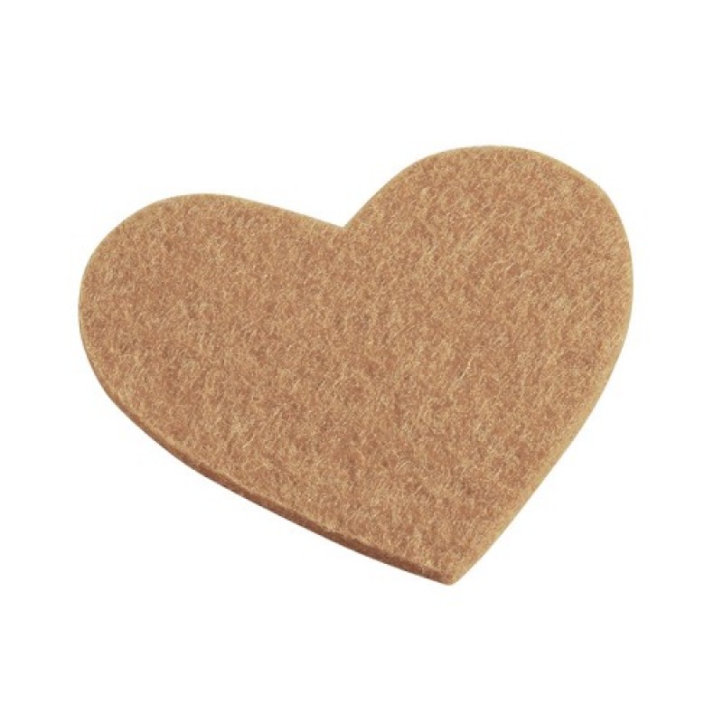 TRENDY Vilten hart, 5,5 x 6 cm, schelpwit, buidel met 4 st