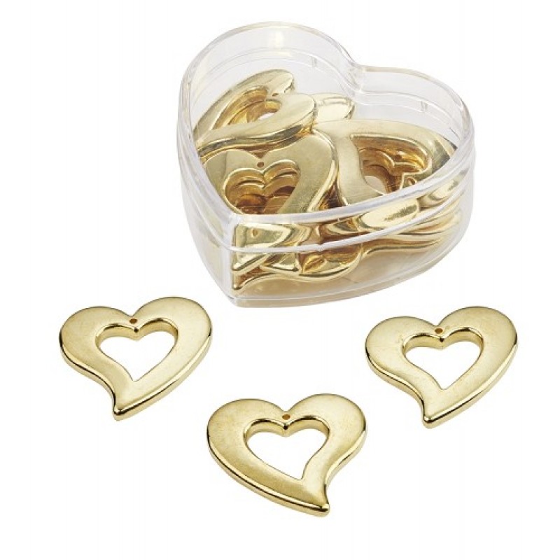 Strooidelen, goud, 3 cm, hartbox met 12 st