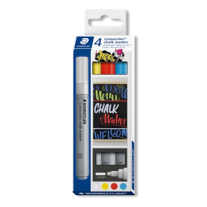 Lumocolor chalk marker ronde punt - set 4 st