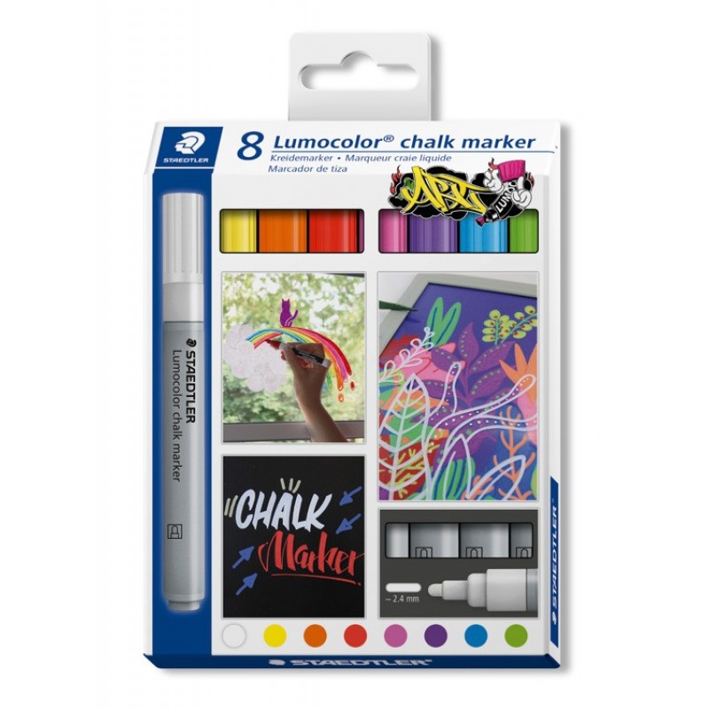 Lumocolor chalk marker ronde punt - set 8 st