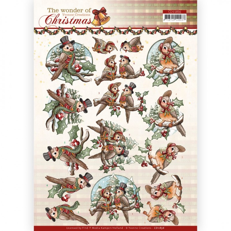 3D Cutting Sheet - Yvonne Creations - The Wonder of Christmas - Wonderful Birds