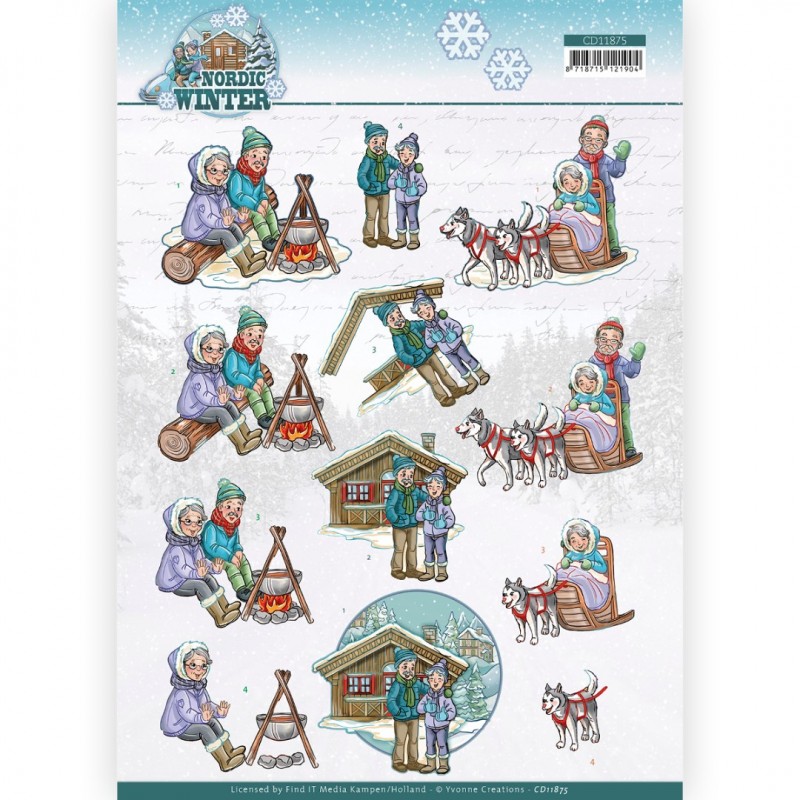 3D Cutting Sheet - Yvonne Creations - Funky Nanna – Nordic Winter - Cosy Together