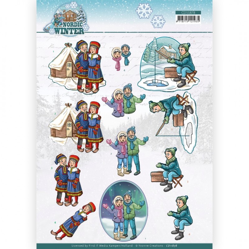 3D Cutting Sheet - Yvonne Creations - Funky Nanna – Nordic Winter - Ice Fishing