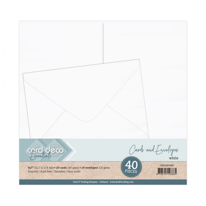 5 x 7 Cards and Envelopes 40PK White