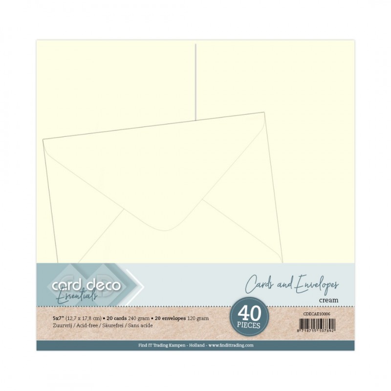 5 x 7  Cards and Envelopes 40PK Cream