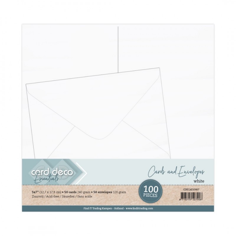 5 x 7  Cards and Envelopes 100PK White