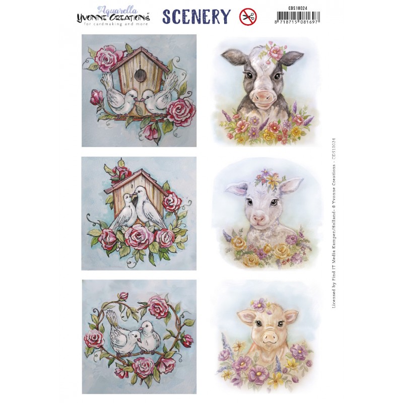 Push Out Scenery - Yvonne Creations Aquarella - Animals Square
