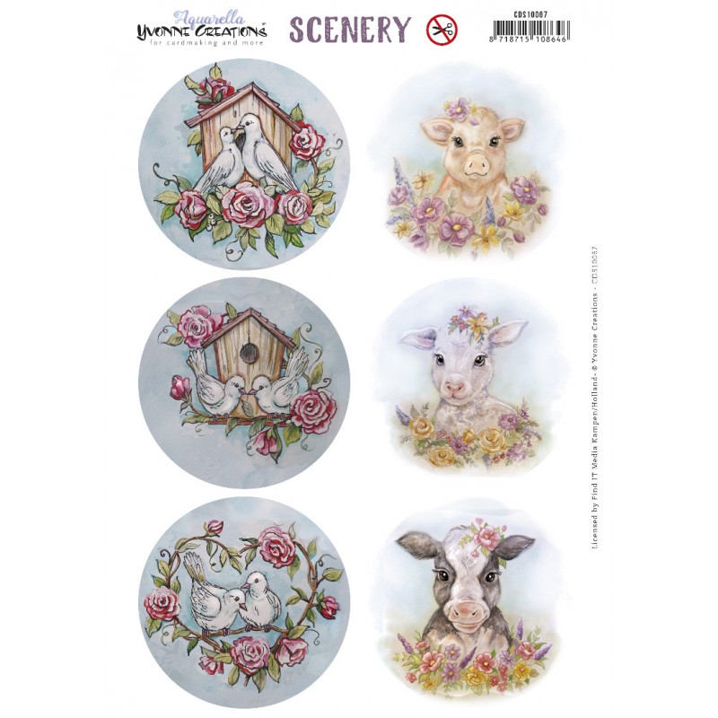 Push Out Scenery - Yvonne Creations Aquarella - Animals Circle