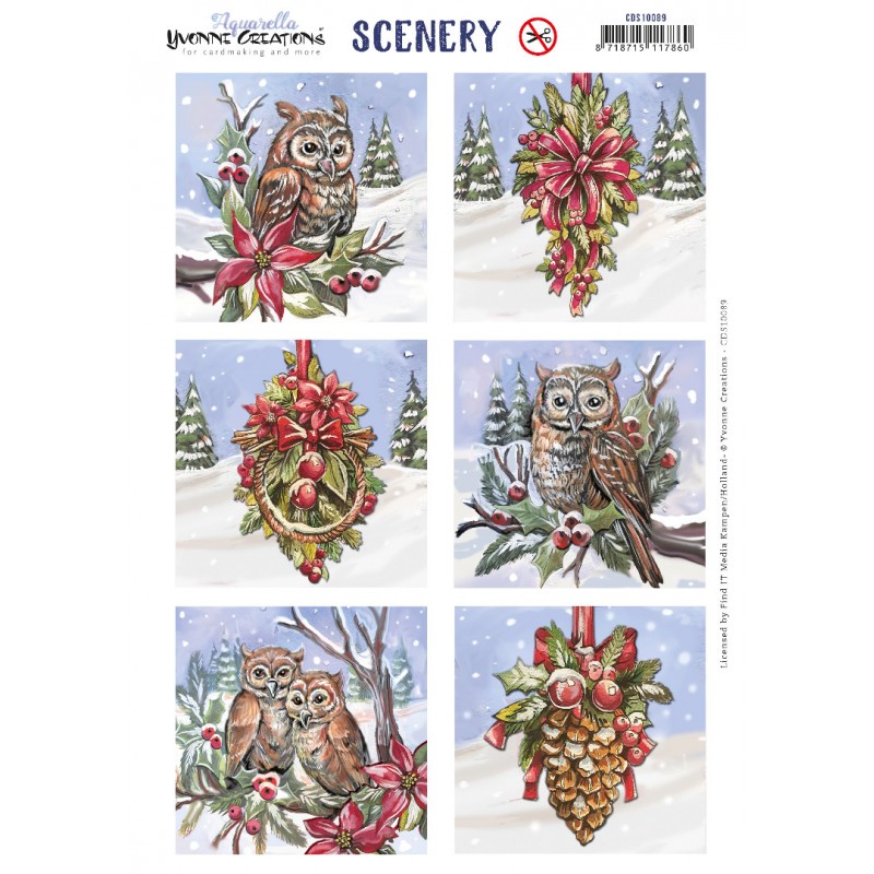 Scenery - Yvonne Creations - Aquarella - Christmas Miracle - Owl Square