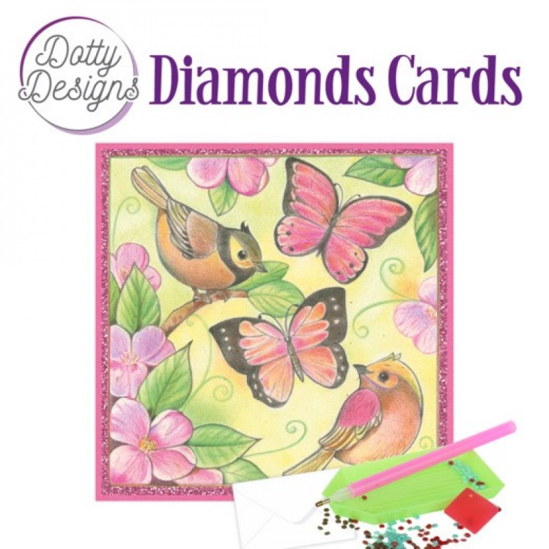 Dotty Designs Diamond Cards - Pink Butterflies