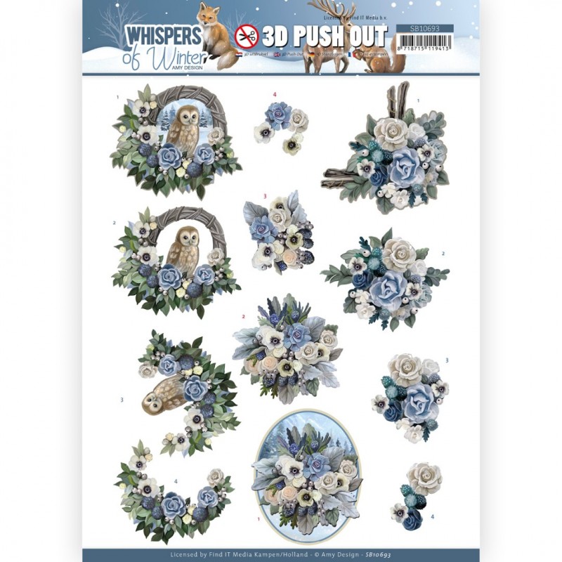 3D Push Out - Amy Design - Whispers of Winter - Flower Arrangement