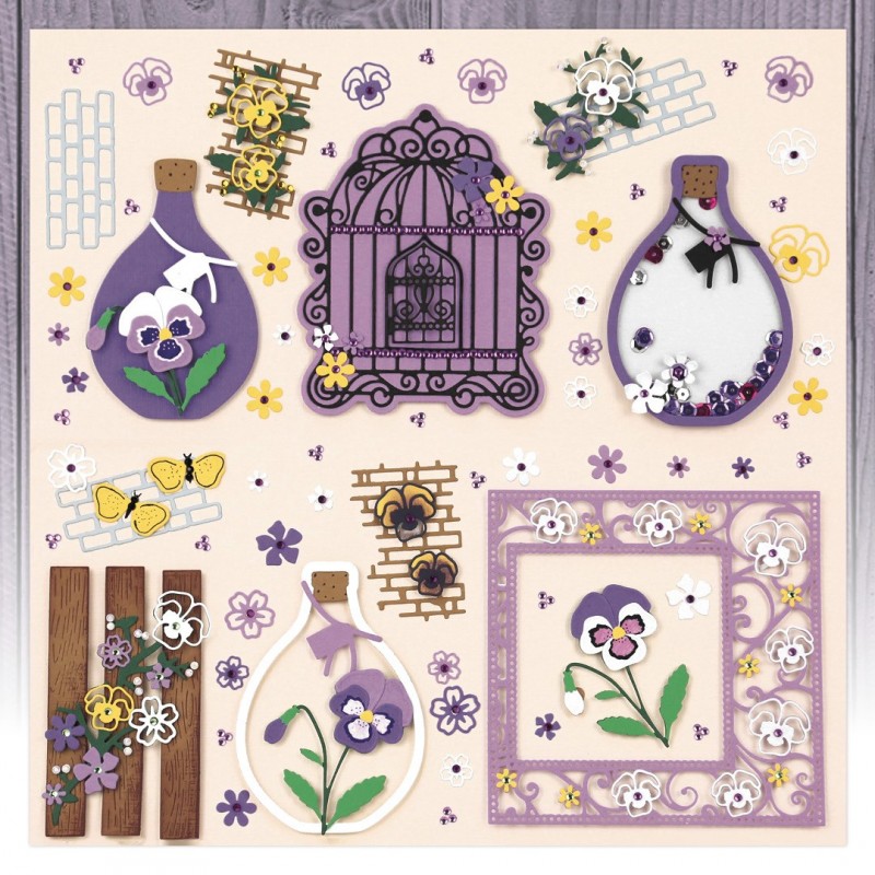 Dies - Precious Marieke - Purple Passion - Wall with Pansies
