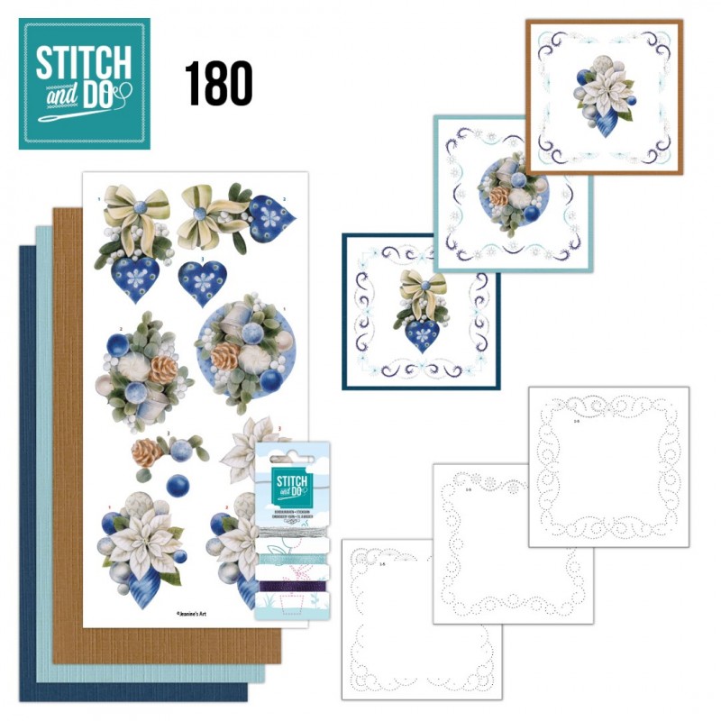 Stitch and Do 180 - Jeanine's Art - A Perfect - Blue Christmas Flowers