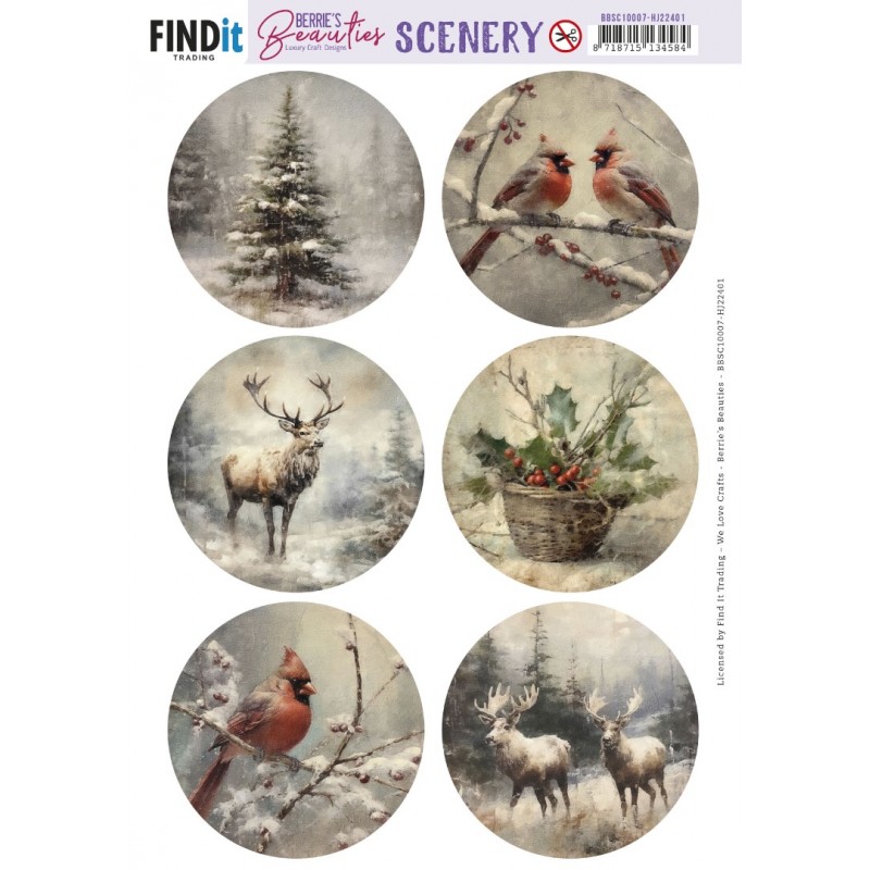 Push-Out Scenery - Berries Beauties - Vintage Christmas Round