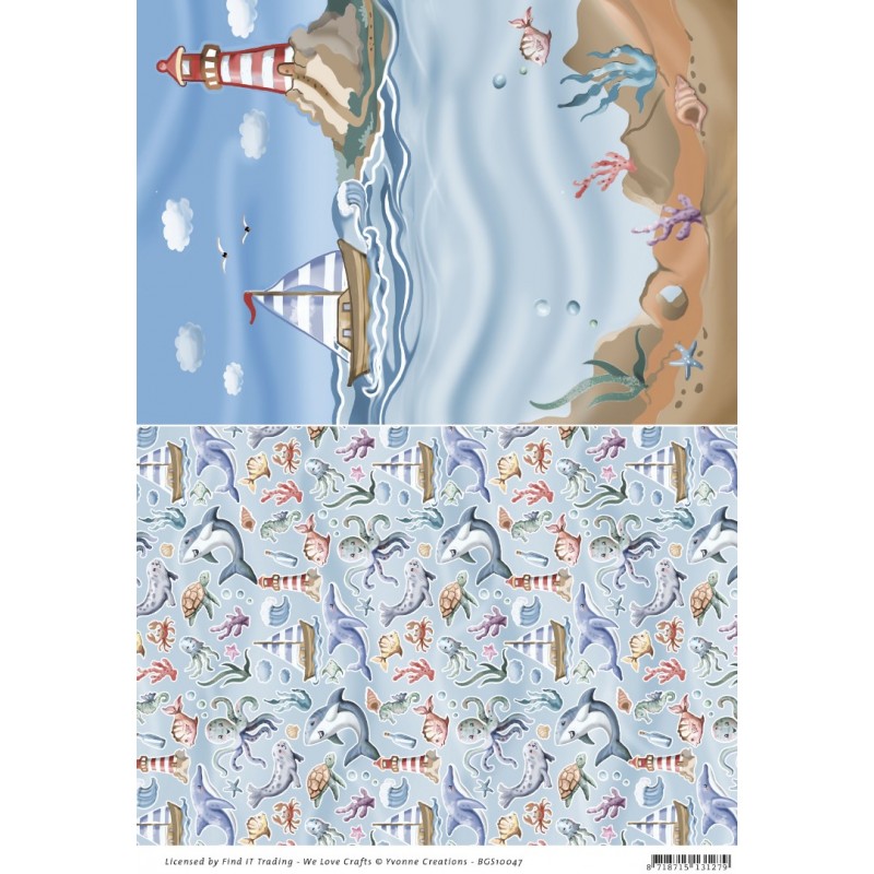 Yvonne Creations - Ocean Days – Backgroundsheet Lighthouse