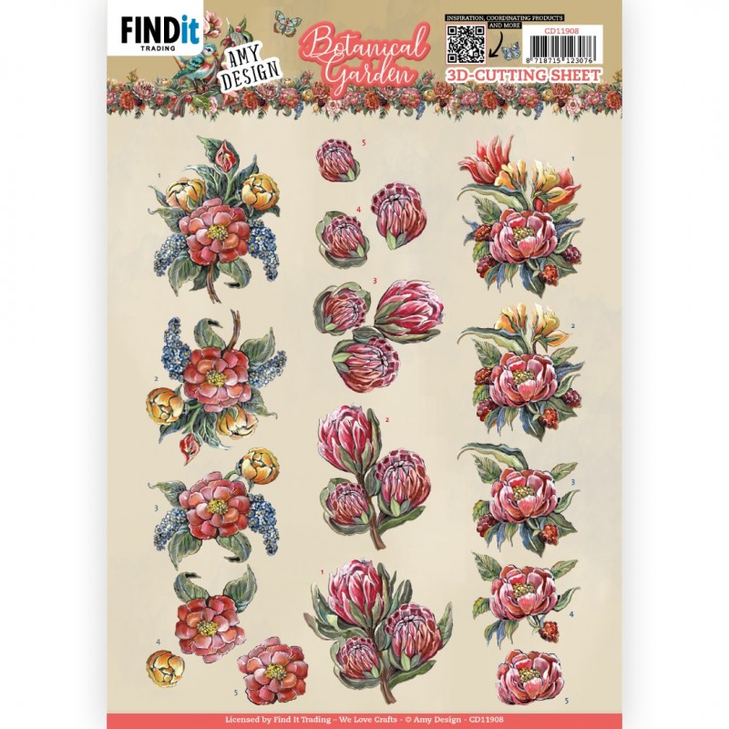 3D Cutting Sheets - Amy Design - Botanical Garden - Red Protea