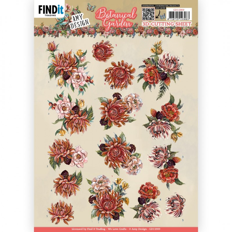 3D Cutting Sheets - Amy Design - Botanical Garden - Colorful Flowers