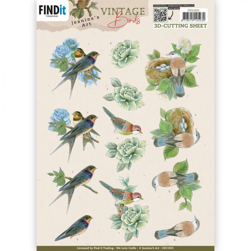 3D Cutting Sheets - Jeanine's Art - Vintage Birds - Bird's Nest