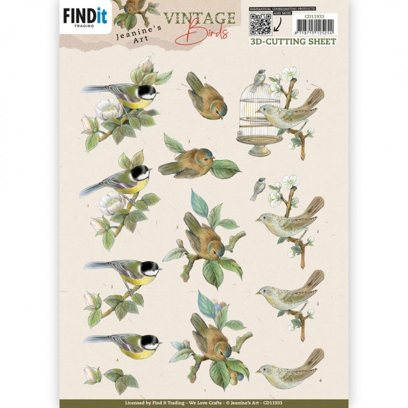 3D Cutting Sheets - Jeanine's Art - Vintage Birds - Birdcage